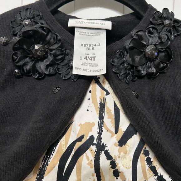 Girl's elegant dress, brush print in colors black, beige and gold - Picture 11 of 12